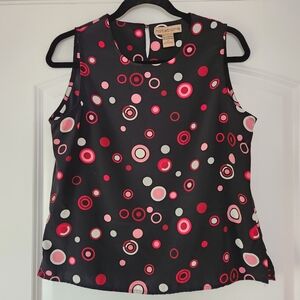 NOTATIONS PATTERNED POLYESTER SLEEVELESS BLOUSE SIZE M